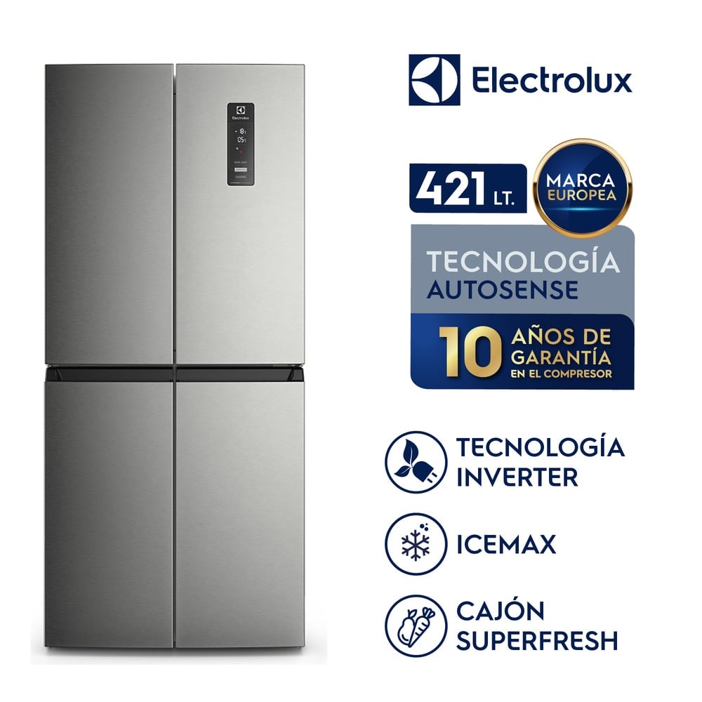 Refrigerador Multi Door Electrolux No frost Inverter 421 L Gris ERQU40E2HWS - 1