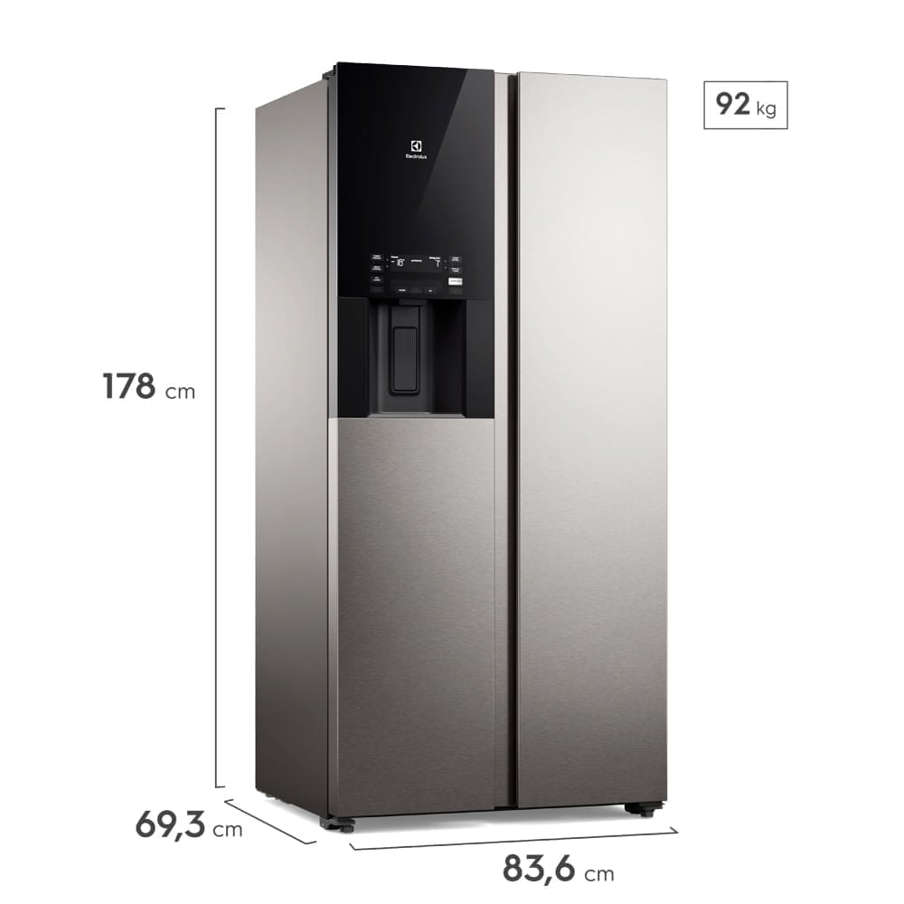 Refrigeradora Side By Side Electrolux 481L Autosense Con Dispensador Gris ERS48F2P4DS - 3