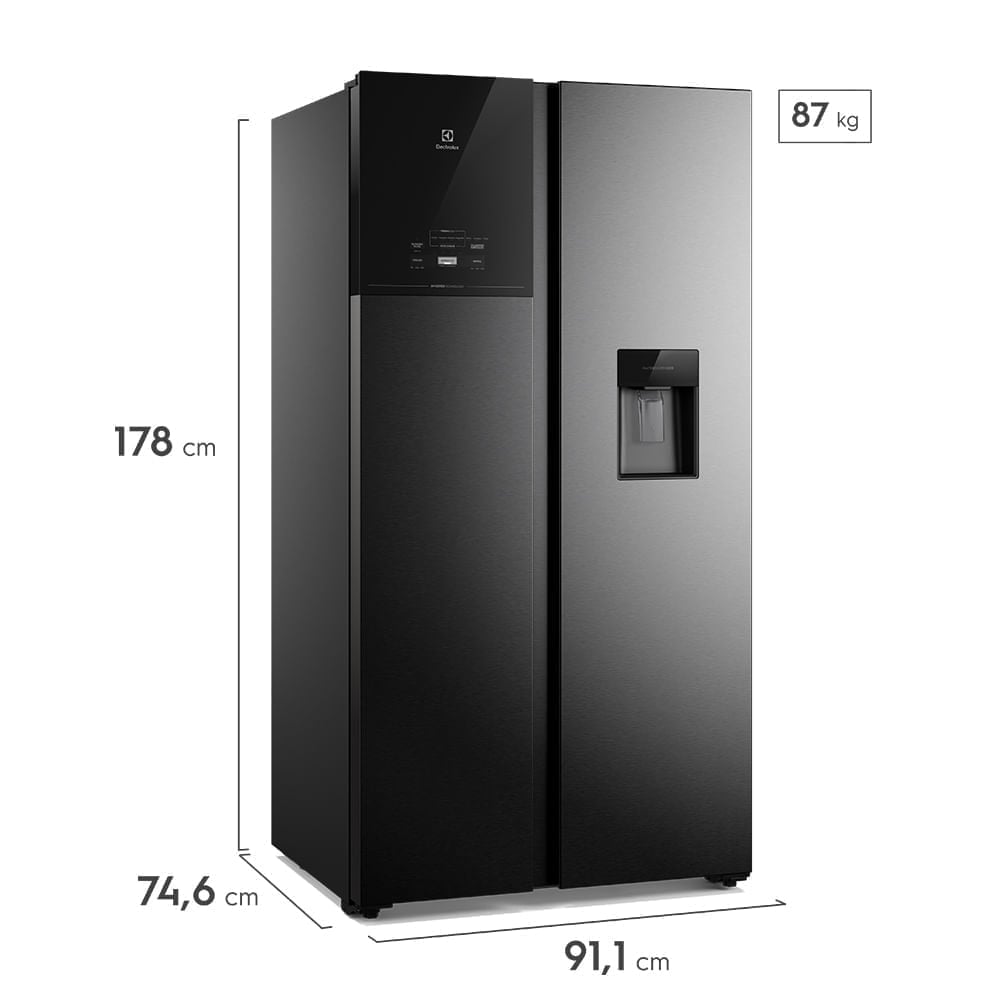 Refrigeradora Side By Side Electrolux Frost Free Inverter 611 L Efficient Con Autosense Negro ERS65F2P5BB - 4