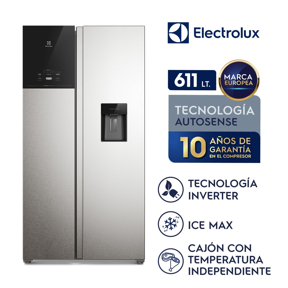 Refrigeradora Side By Side Electrolux Frost Free Inverter 611 L Con Autosense GrisERS65F2P5BI - 1