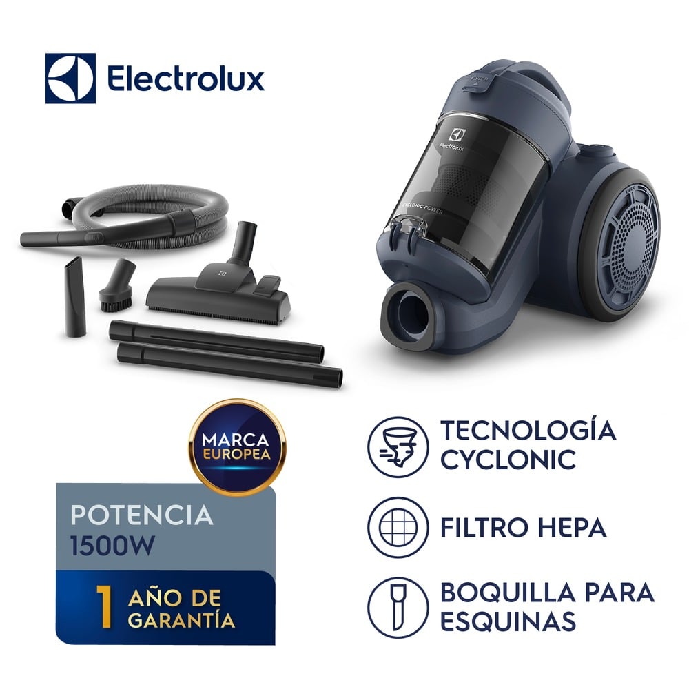 Aspiradora Sin Bolsa Electrolux 1500W Ciclónica y Filtro Hepa Efficient Azul ABS05 - 1