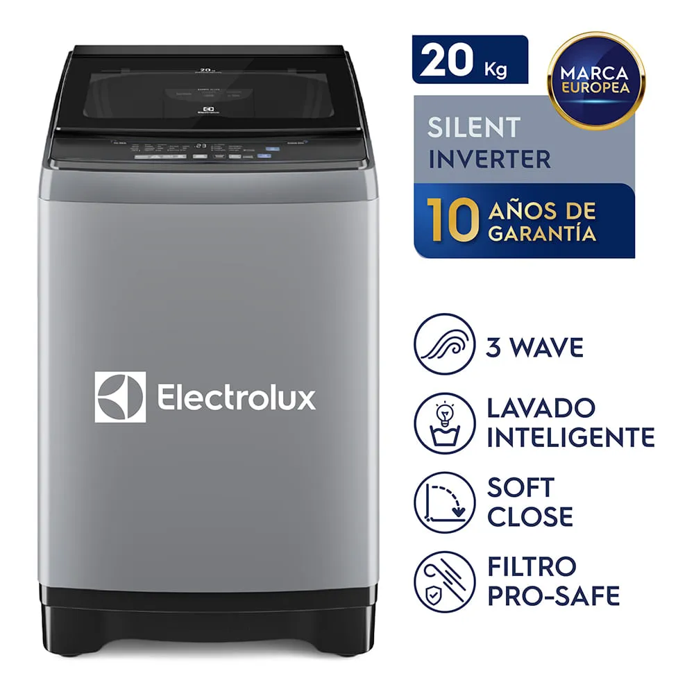 LAVADORA ELECTROLUX CARGA SUPERIOR 20KG EFFICIENT SILENT INVERTER GRIS (EWIJ20F2XSYG) - 1
