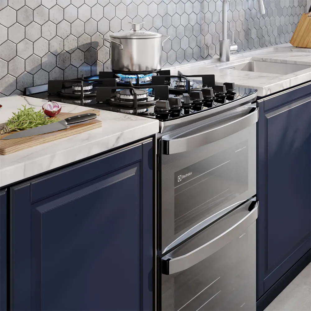 COCINA ELECTROLUX EXPERIENCE 4 QUEMADORES DOBLE HORNO, PERFECTCOOK Y PARRILLAS HIERRO FUNDIDO F4EDG - 8