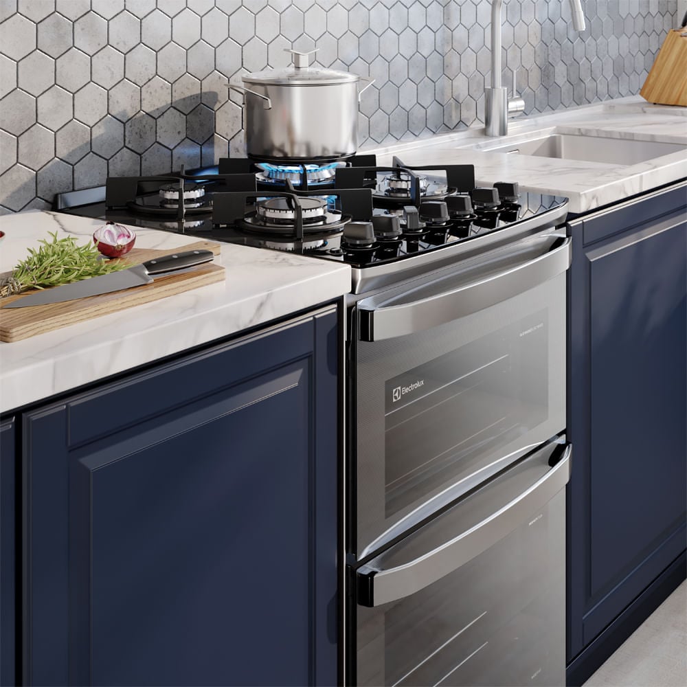 COCINA ELECTROLUX EXPERIENCE 4 QUEMADORES DOBLE HORNO, PERFECTCOOK Y PARRILLAS HIERRO FUNDIDO F4EDG - 9
