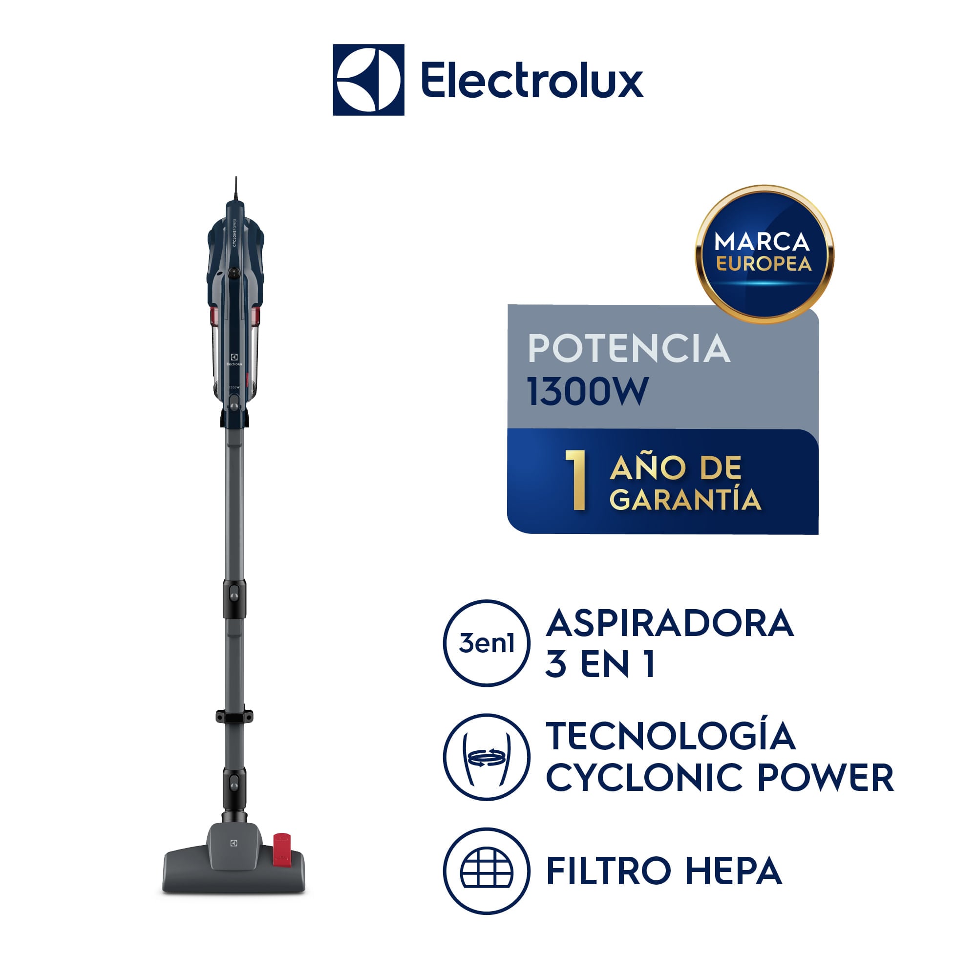 Aspiradora Vertical Electrolux PTE10 1300W 3 En 1 Con Filtro Hepa - 1