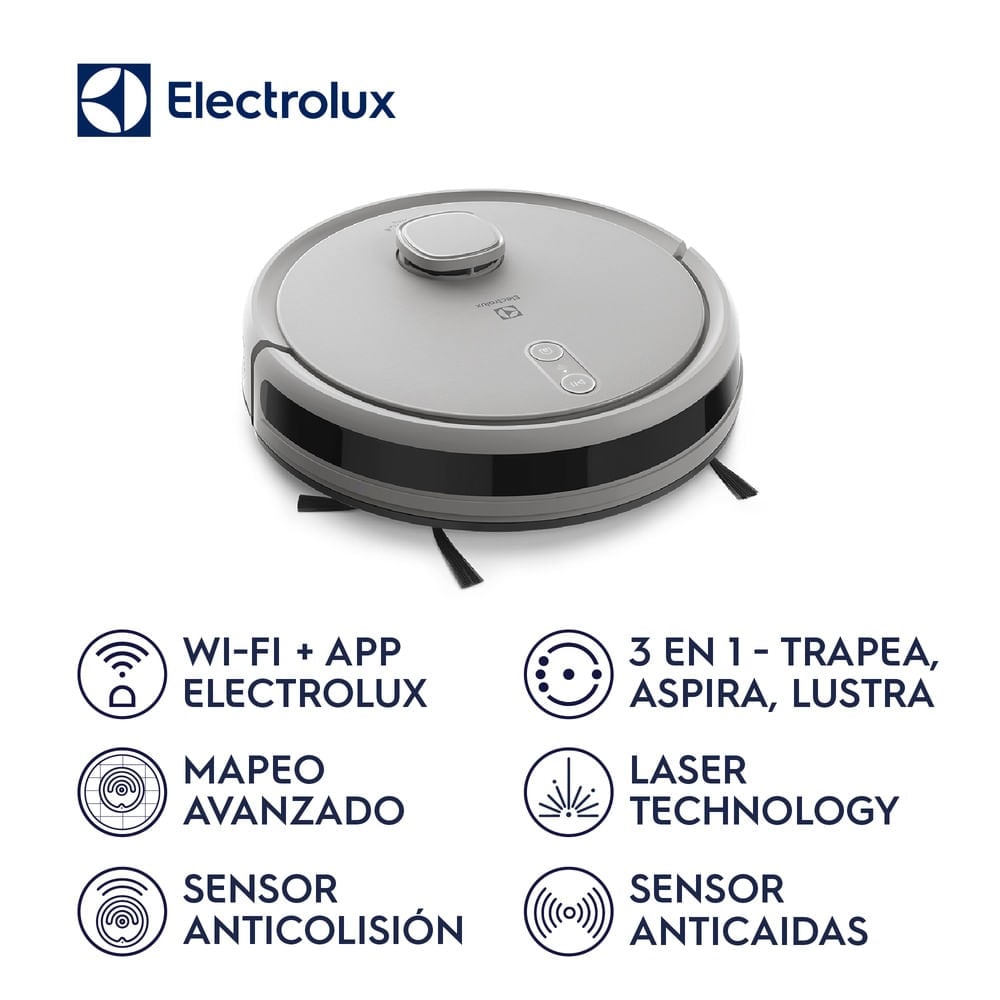 Aspiradora Robot Electrolux 3 en 1 Wi-Fi Experience Mapeo Inteligente Blanca ERB62 - 1
