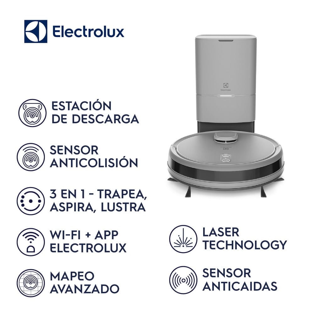 Aspiradora Robot Electrolux 3 En 1 Wi-Fi Experience Mapeo Inteligente y Base Autolimpieza ERB80 - 1