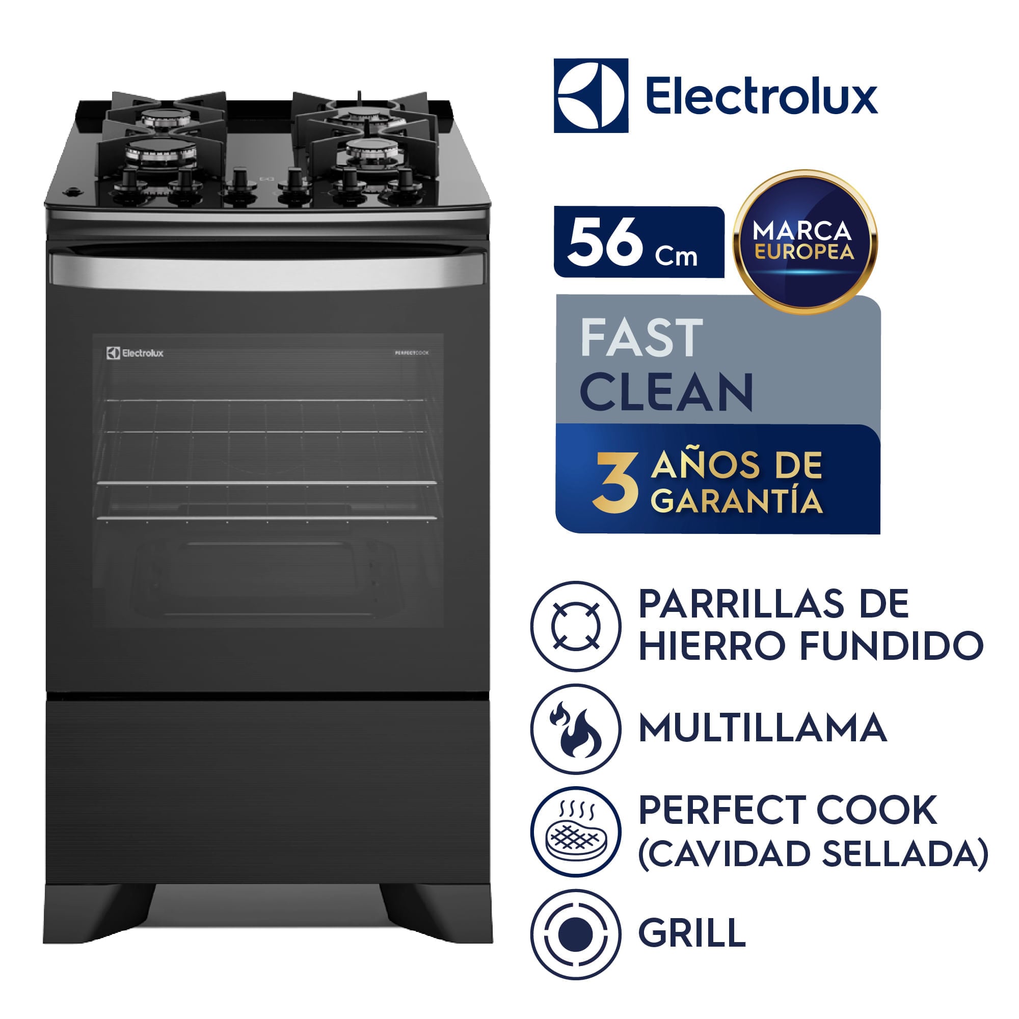 COCINA ELECTROLUX 4 HORNILLAS 56 CM F4EPB - 2