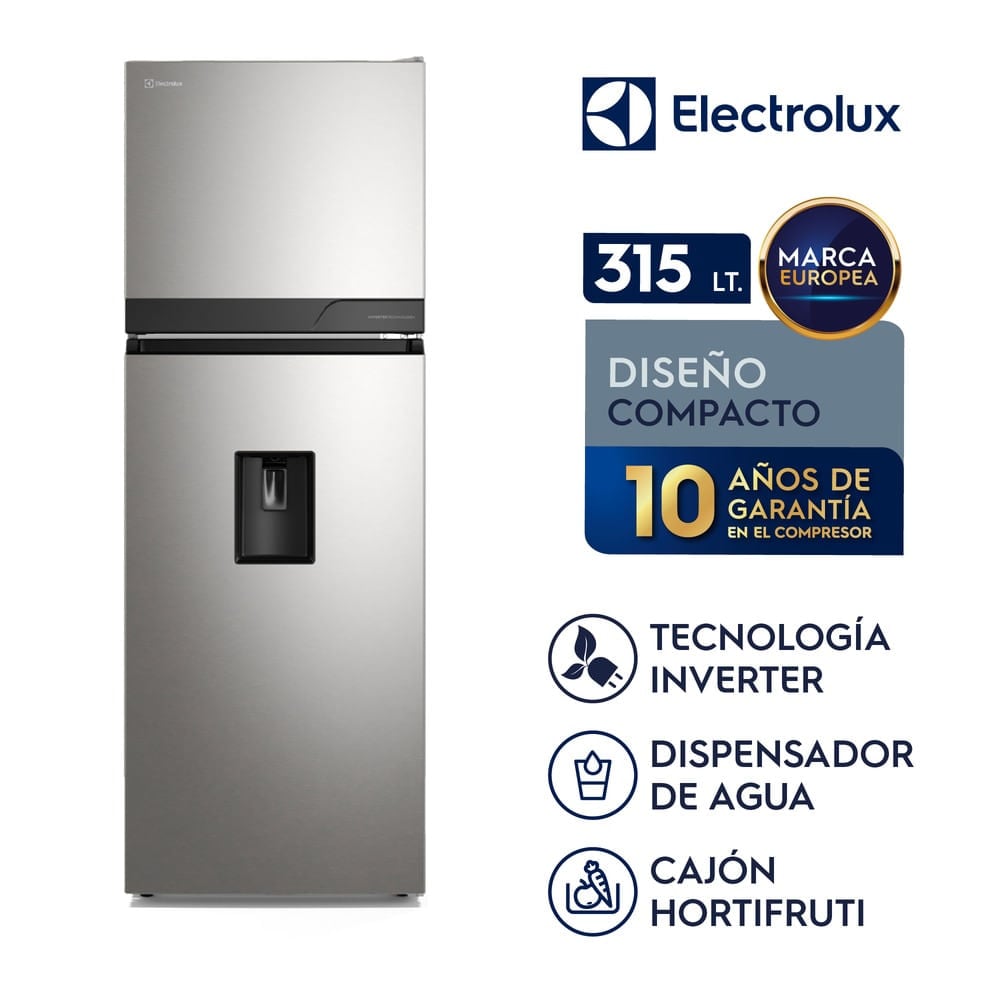 Refrigeradora Top Freezer con dispensador Electrolux 315L No Frost Silver ERT34A2P6DS - 1