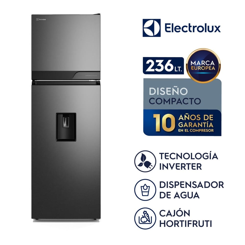 Refrigeradora Top Freezer Electrolux con dispensador 236L No Frost Negro ERT25A2P6DC - 1