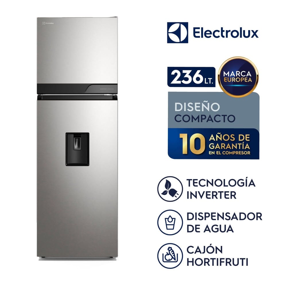 Refrigeradora Top Freezer con dispensador Electrolux 236L No Frost Silver ERT25A2P6DS - 1