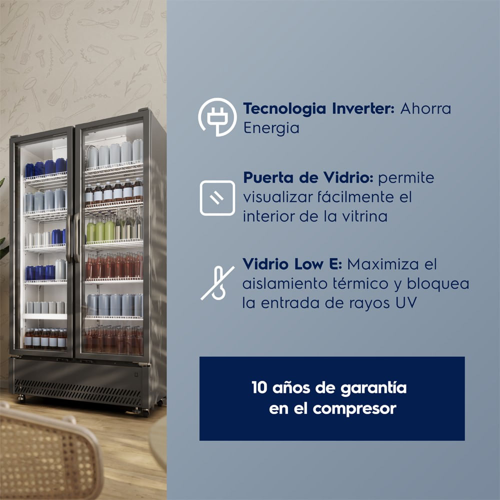 Vitrina refrigeradora Electrolux 590L Frost Free Inverter Negro ERG59A5P6AB - 8