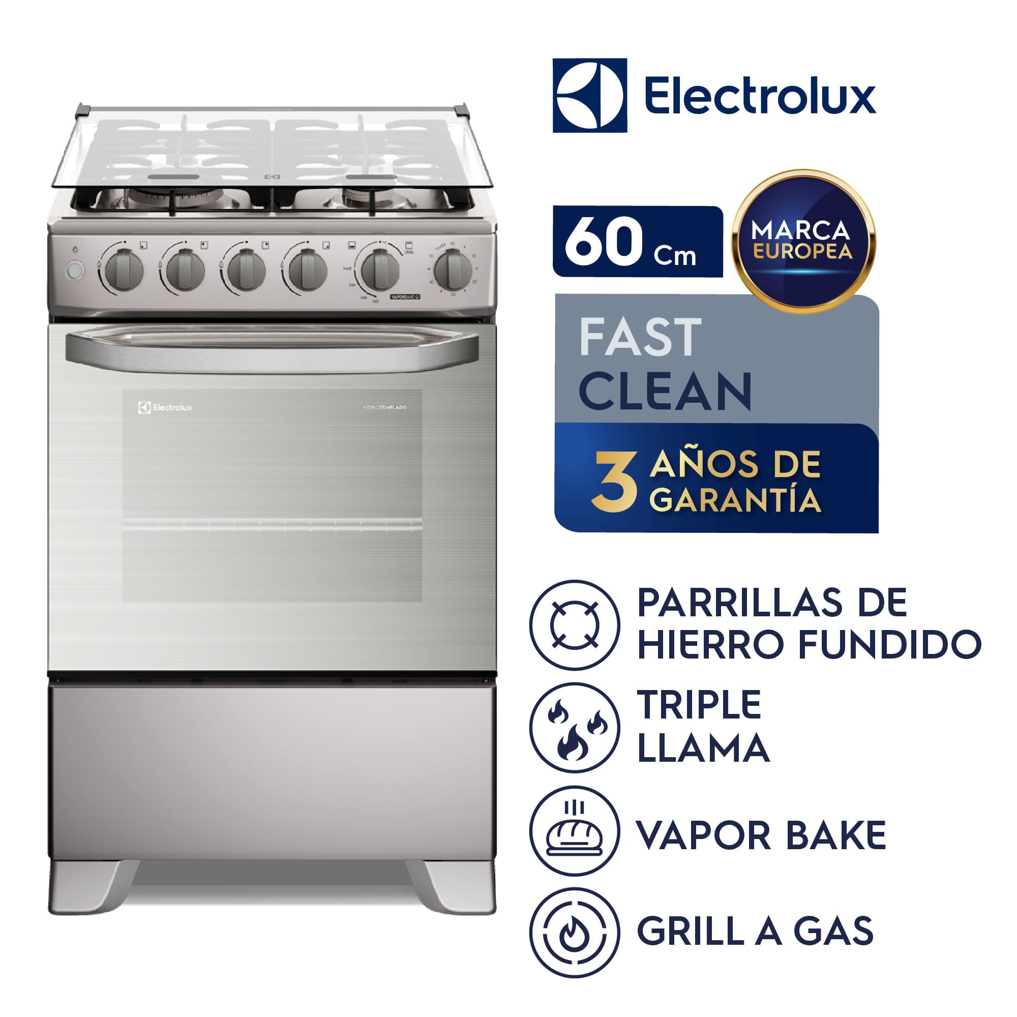 COCINA ELECTROLUX 4 HORNILLAS 60 CM INOX FE4TMR - 2