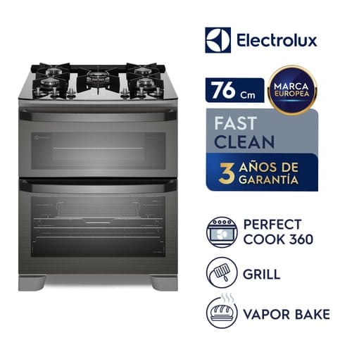 COCINA ELECTROLUX CON DOBLE HORNO DE 5 QUEMADORES CON TRIPLE LLAMA 76CM (FE5AD) - 2