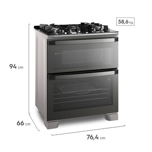 COCINA ELECTROLUX CON DOBLE HORNO DE 5 QUEMADORES CON TRIPLE LLAMA 76CM (FE5AD) - 3