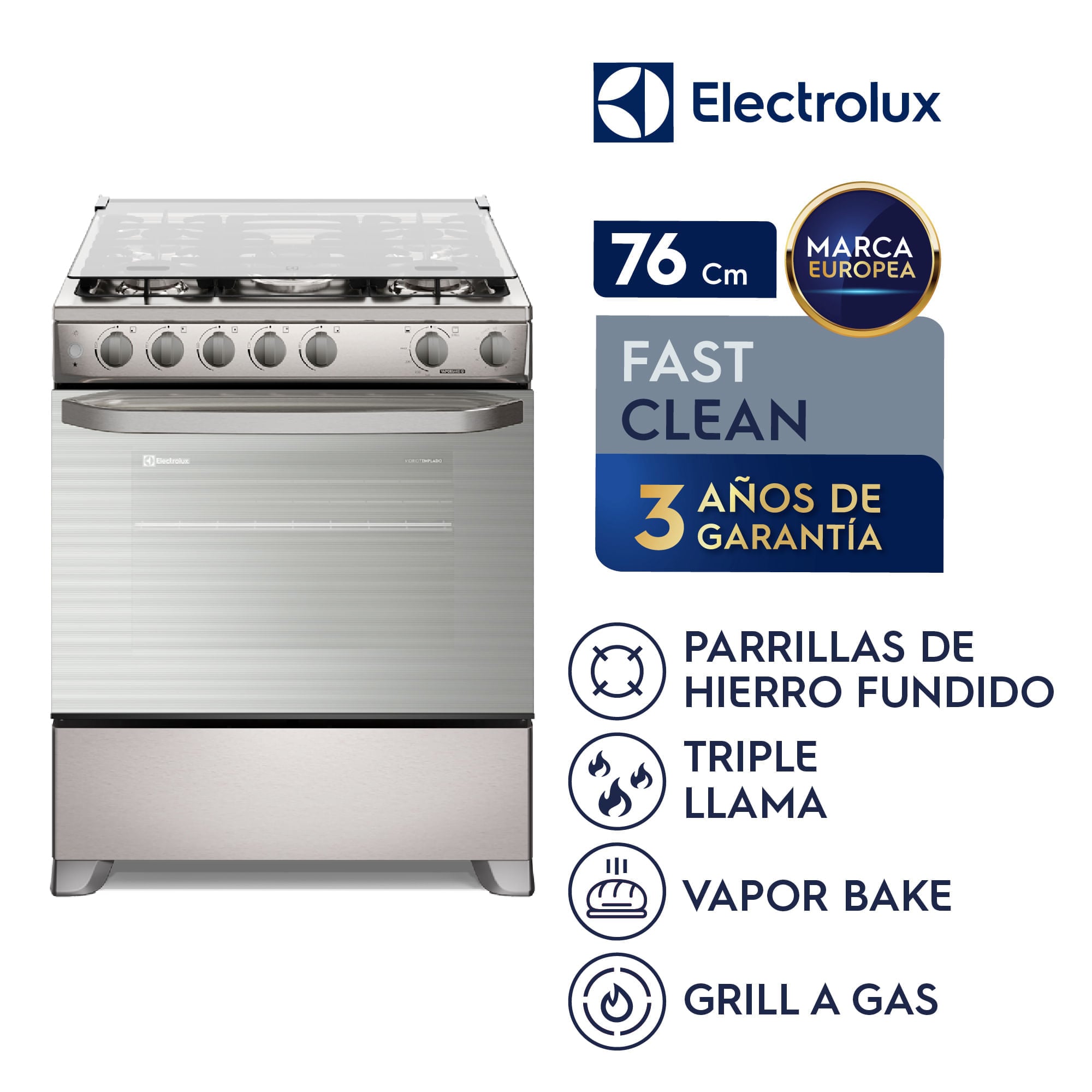 COCINA ELECTROLUX 5 HORNILLAS 76 CM INOX FE5LMR - 2