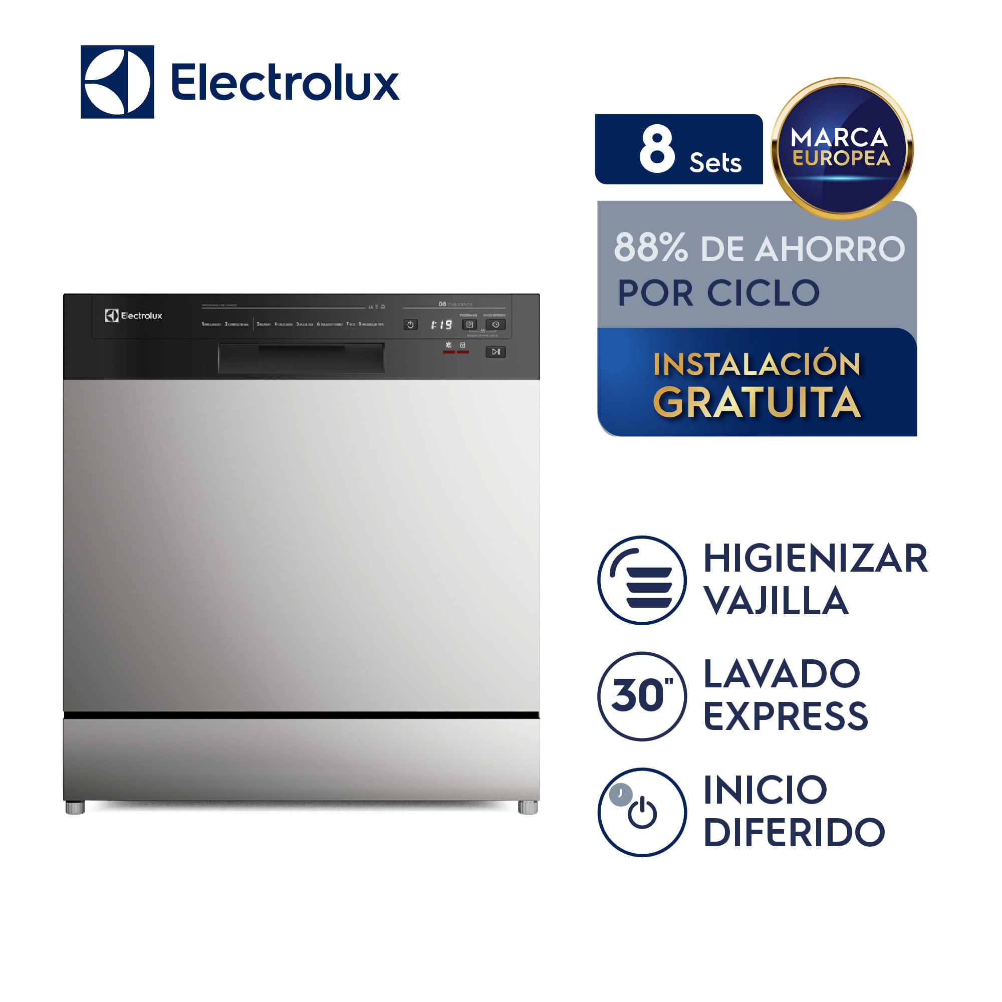 Lavavajillas Freestanding 8 Sets Acero Inoxidable Electrolux EHFF08E2MSBZG - 1