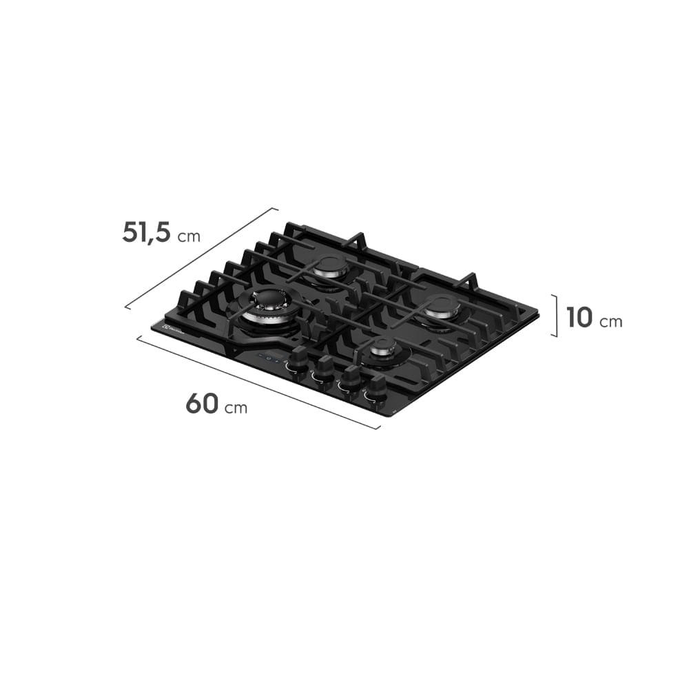 ENCIMERA A GAS 4 HORNILLAS 60CM MESA DE VIDRIO ELECTROLUX KE4CT - 4
