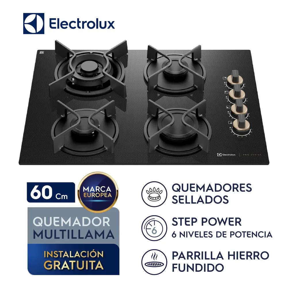 ENCIMERA ELECTROLUX GAS 4 HORNILLAS 60 CM KE4PS - 1