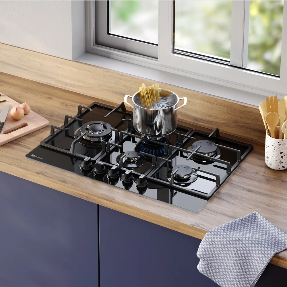 ENCIMERA A GAS 5 HORNILLAS 75CM MESA DE VIDRIO ELECTROLUX KE5CB - 6