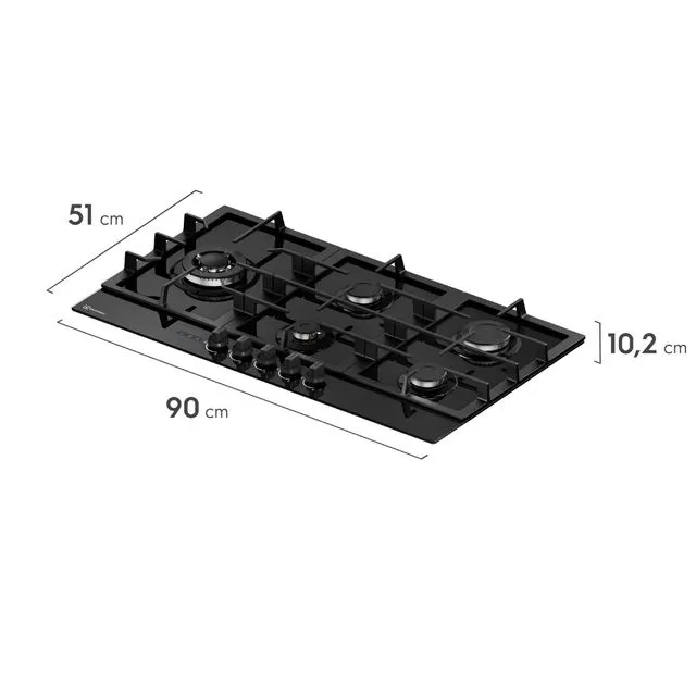 ENCIMERA A GAS 5 HORNILLAS 90CM MESA DE VIDRIO ELECTROLUX KE5DT - 2