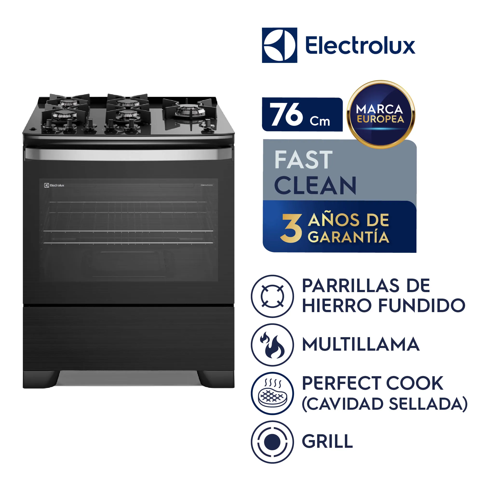 COCINA ELECTROLUX 5 HORNILLAS 76 CM TIMER DIGITAL F5ECB - 1