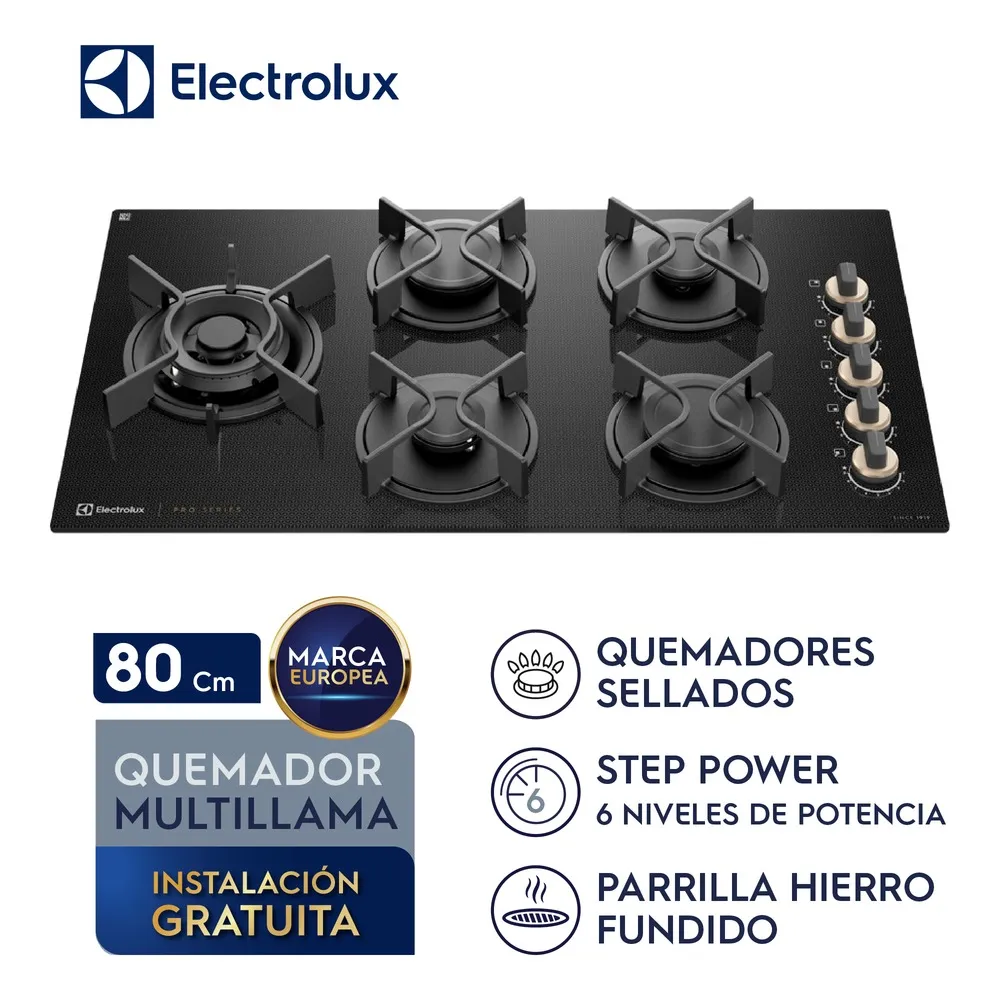 ENCIMERA ELECTROLUX A GAS 5 HORNILLAS 80 CM KE5PS - 1