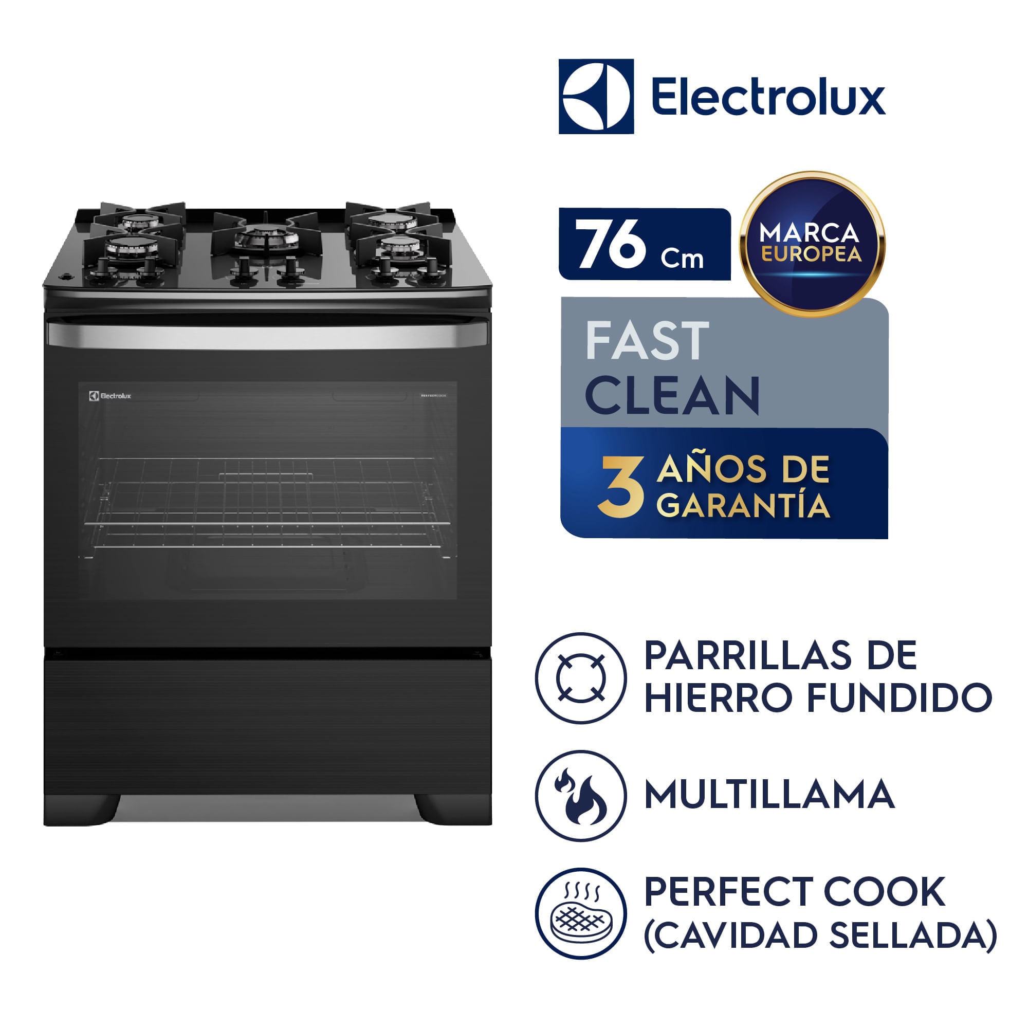 COCINA ELECTROLUX 5 HORNILLAS 76 CM F5EGB - 2
