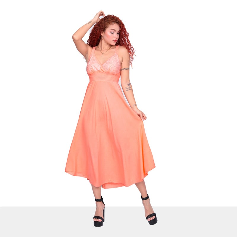 VESTIDO MUJER OEM MELÓN COLRENTEOA05 CASUAL VERANERO - 1