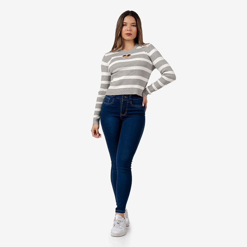 CHOMPA CASUAL CORAZÓN DE CASHEMIRA COLOR GRIS - 2