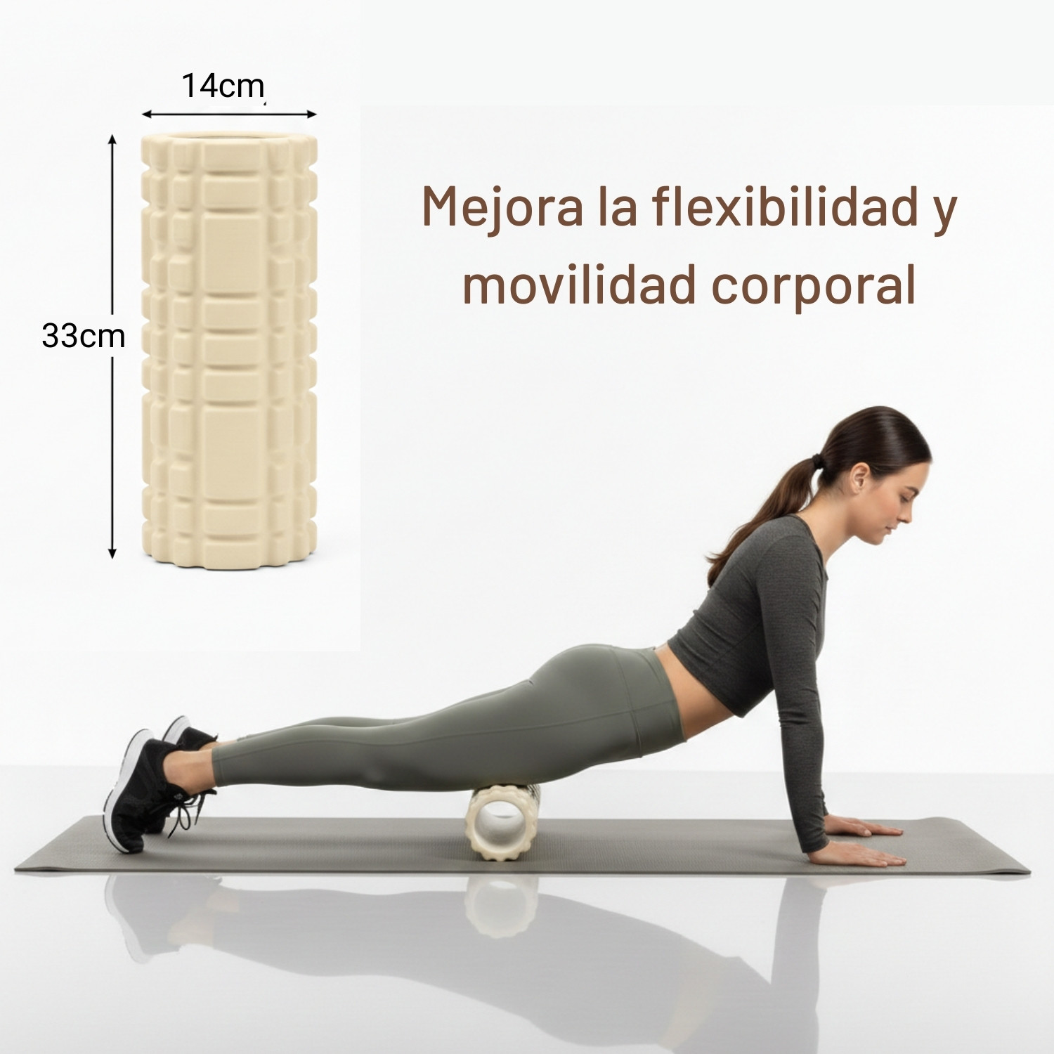 RODILLO DE YOGA FOAM ROLLER DE ESPUMA 33 X 14CM CREMA - 2