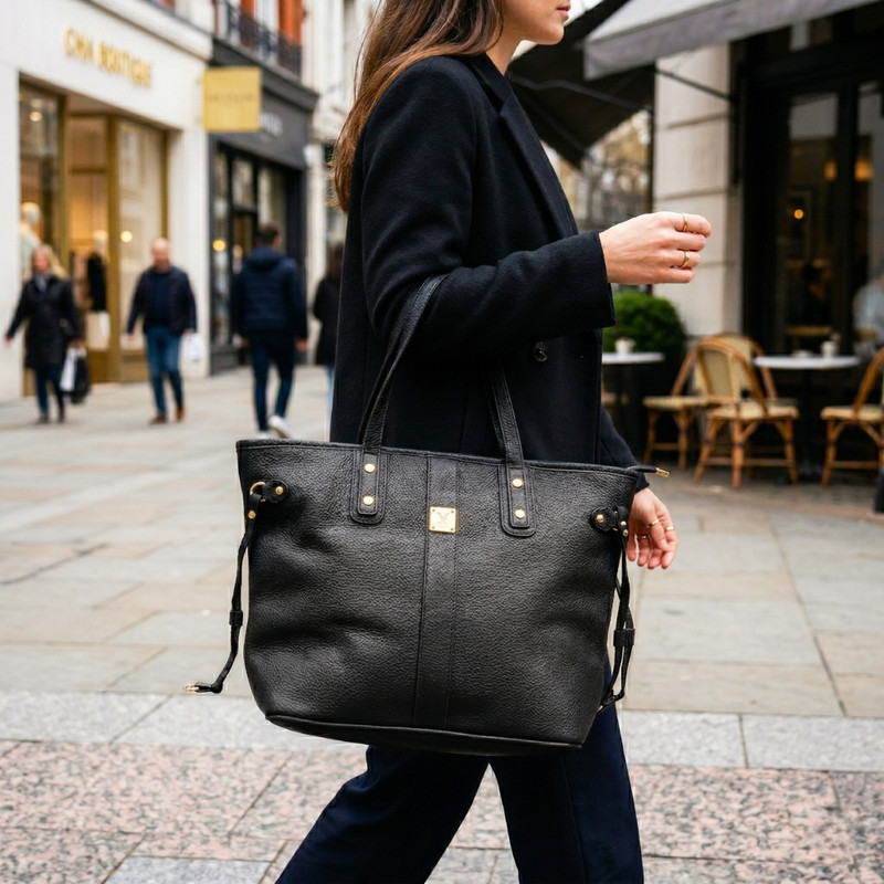 TOTE BAG BOLSO ELEGANTE CUERO PU - DISEÑO AMPLIO Y FUNCIONAL NEGRO - 5