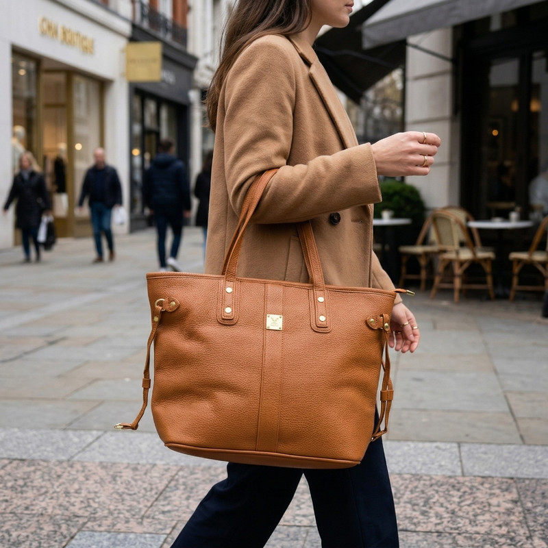 TOTE BAG BOLSO ELEGANTE CUERO PU - DISEÑO AMPLIO Y FUNCIONAL CAMEL - 4