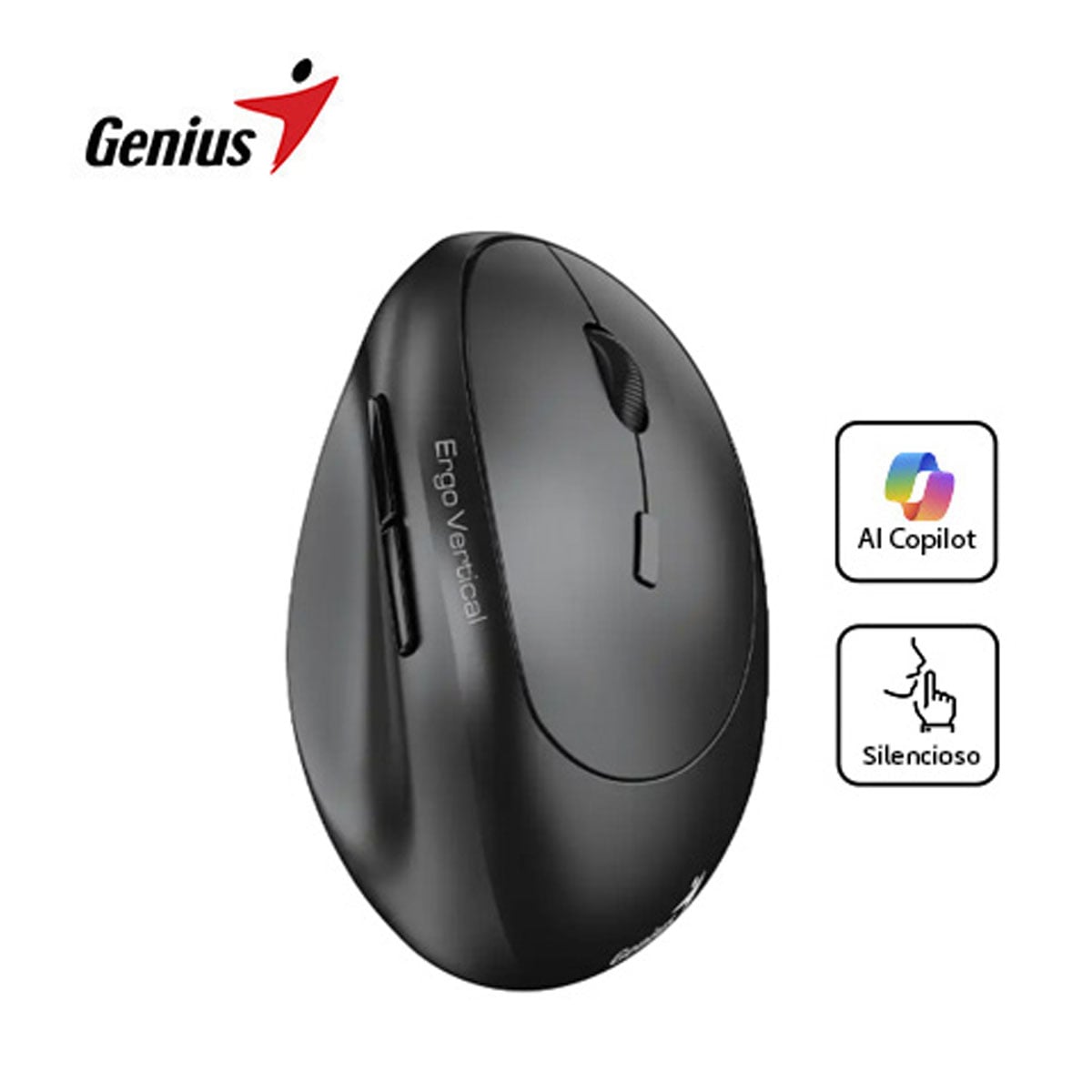 MOUSE GENIUS ERGO 8350S AI COPILOT DUAL WIRELESS/BT VERTICAL 6-BOT SILENT DARK GREY - 1