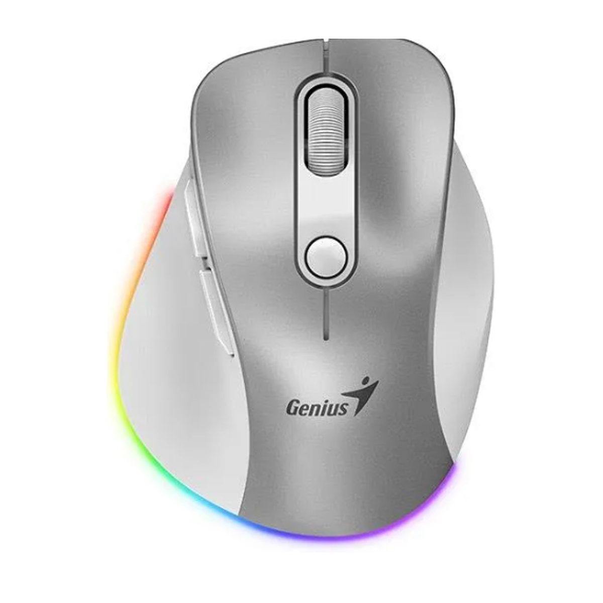 MOUSE GENIUS ERGO 9000S PRO DUAL RECARGABLE WIRELESS/BT 6-BOT SILENT RGB SILVER - 1