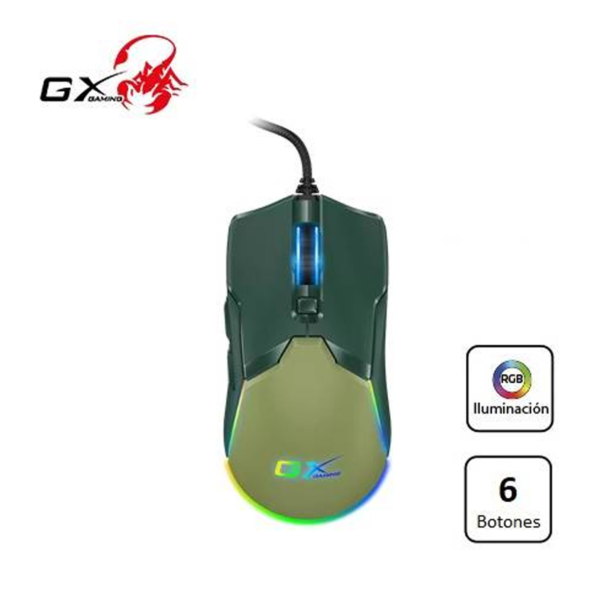 MOUSE GENIUS GX SCORPION M700 7+MEMORIA INTEGRADA RGB ARMY GREEN - 1