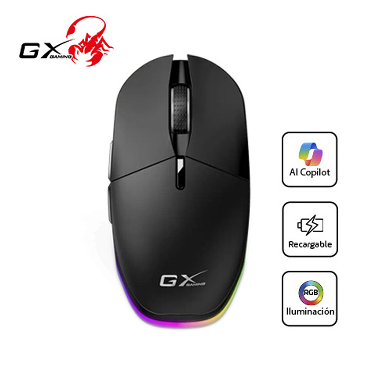 MOUSE GENIUS GX SCORPION M8250 AI COPILOT RECARGABLE WIRELESS/BT BLACK - 1