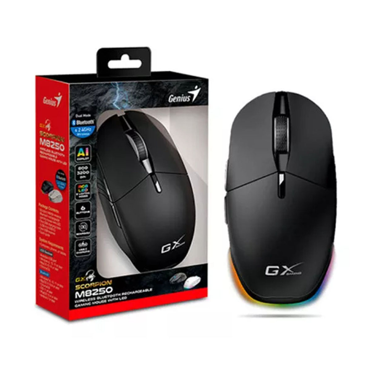MOUSE GENIUS GX SCORPION M8250 AI COPILOT RECARGABLE WIRELESS/BT BLACK - 4