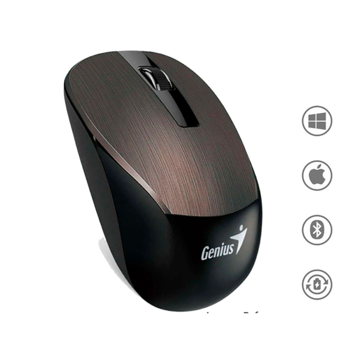 MOUSE GENIUS ECO-8015 RECARGABLE WIRELESS BLUEEYE CHOCOLATE - 2