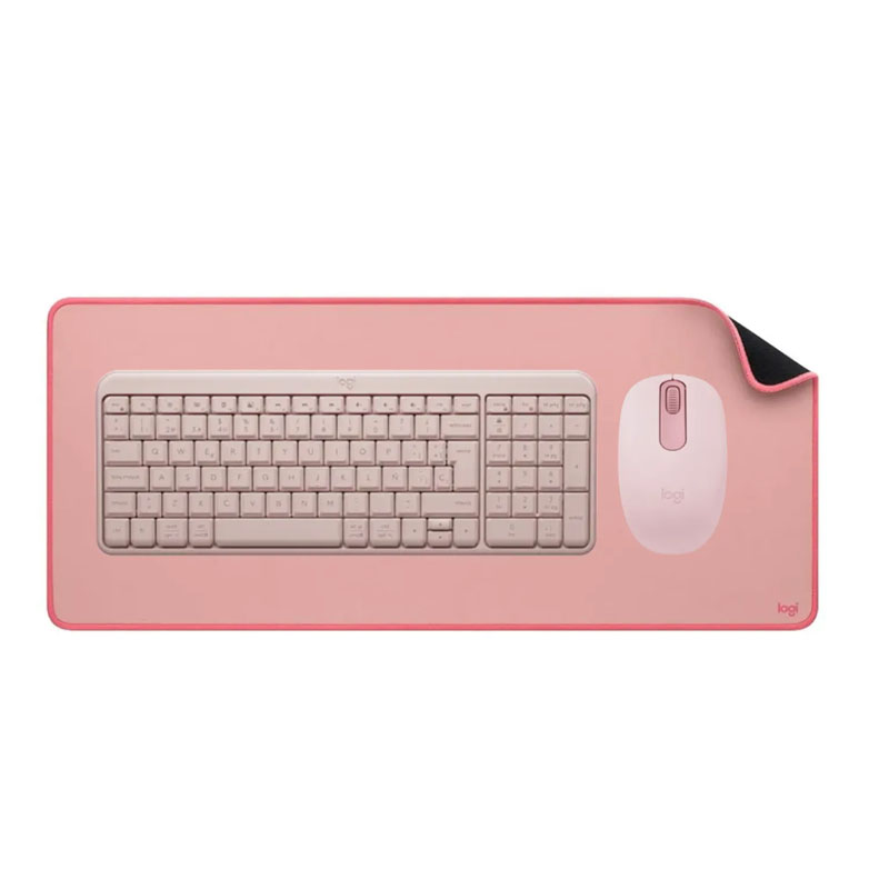 COMBO LOGITECH TECLADO K250 + MOUSE M196 +PAD MOUSE ROSADO - 1