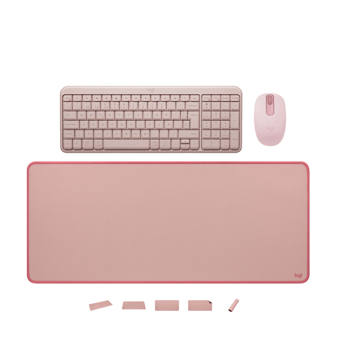 COMBO LOGITECH TECLADO K250 + MOUSE M196 +PAD MOUSE ROSADO - 2