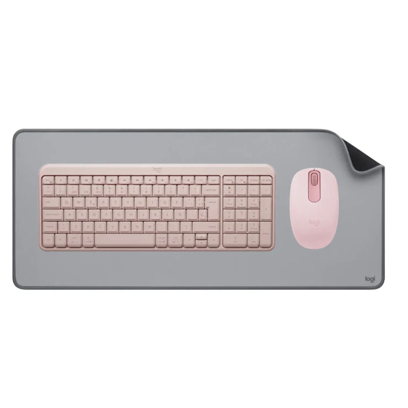 COMBO LOGITECH TECLADO K250 + MOUSE M196 ROSADO+PAD MOUSE GRIS - 1