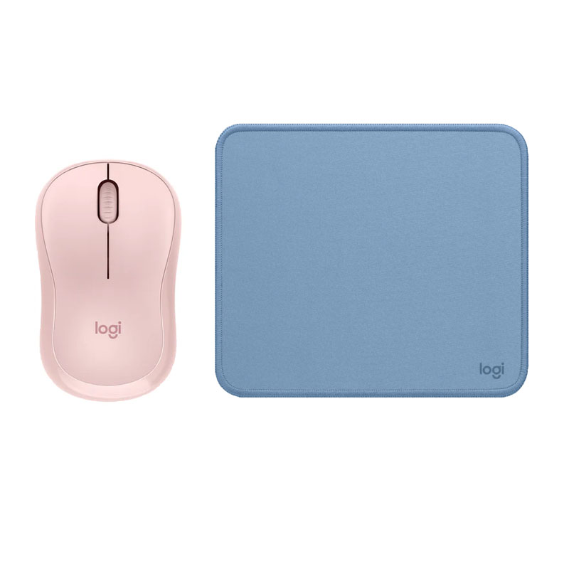 COMBO LOGITECH MOUSE M240 ROSADO PAD MOUSE AZUL - 1