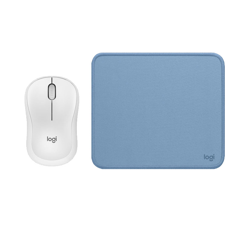 COMBO LOGITECH MOUSE M240 BLANCO PAD MOUSE AZUL - 1