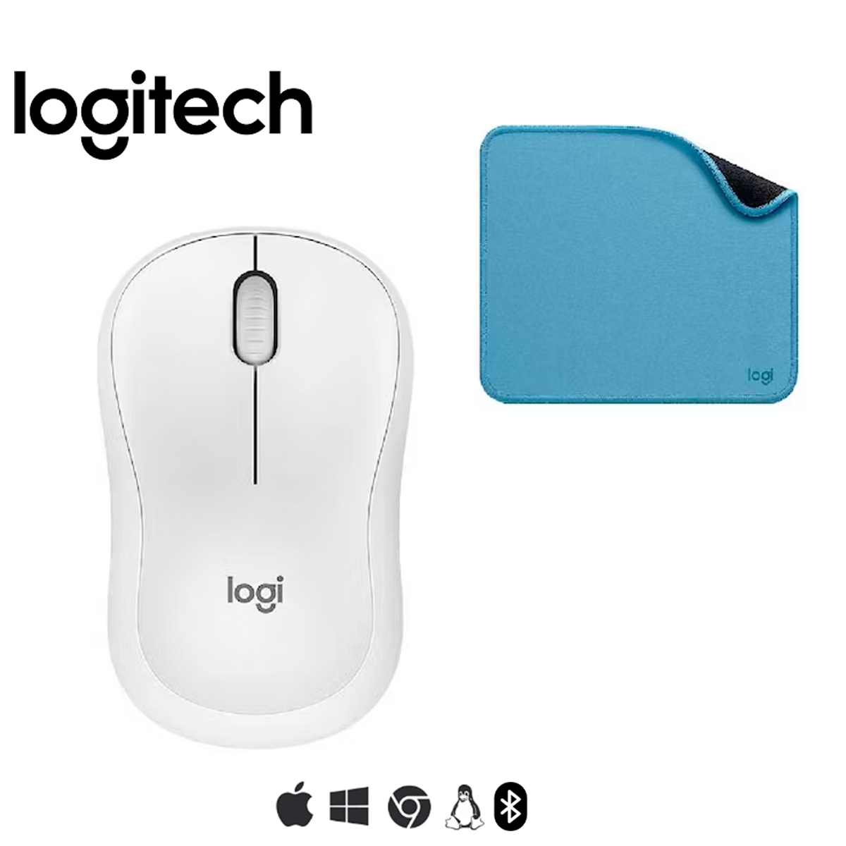 COMBO LOGITECH MOUSE M240 BLANCO PAD MOUSE AZUL - 2