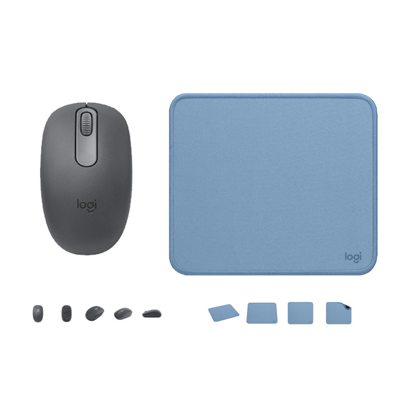 COMBO LOGITECH MOUSE M196 NEGRO PAD MOUSE 200X230 AZUL - 1