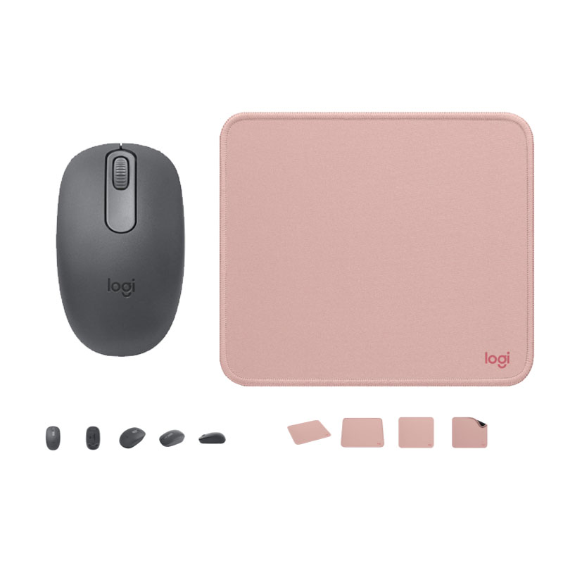 COMBO LOGITECH MOUSE M196 NEGRO PAD MOUSE 200X230 ROSADO - 1