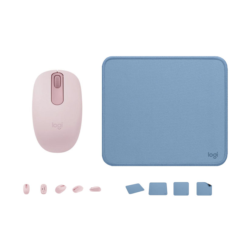 COMBO LOGITECH MOUSE M196 ROSADO PAD MOUSE 200X230 AZUL - 1