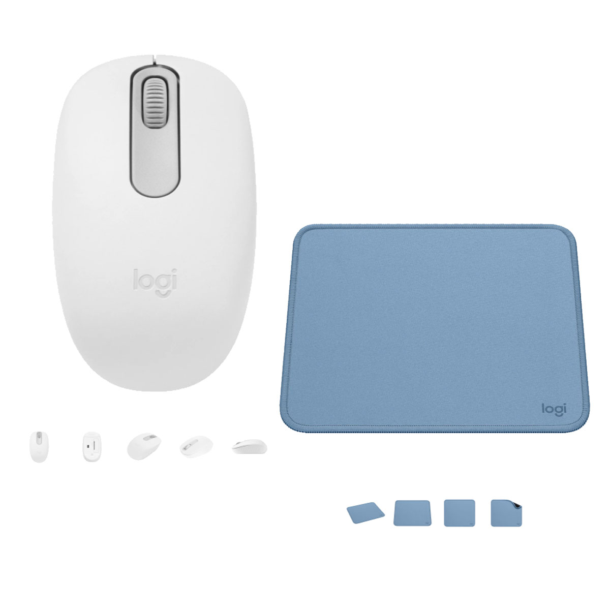 COMBO LOGITECH MOUSE M196 BLANCO PAD MOUSE 200X230 AZUL - 1