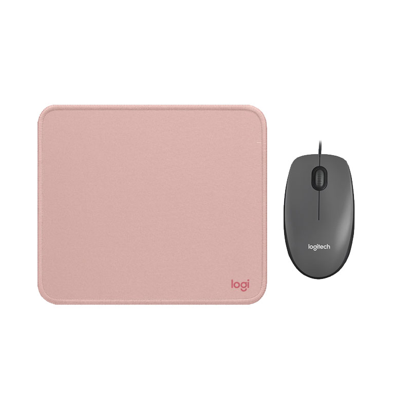 COMBO LOGITECH MOUSE M90 GRIS PAD MOUSE 200X230 ROSADO - 1